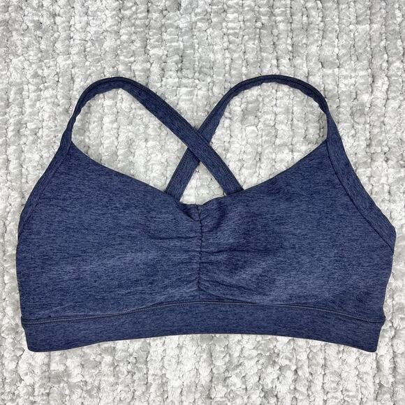Vuori Elevation Ruched Bra Womens Large Blue Heather Sports Athletic Running - Picture 1 of 7